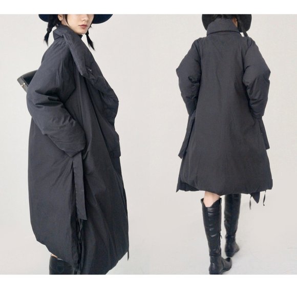 Ann Demeulemeester black deconstructed puffy duvet oversize coat maxi UNISEX - Picture 5 of 10